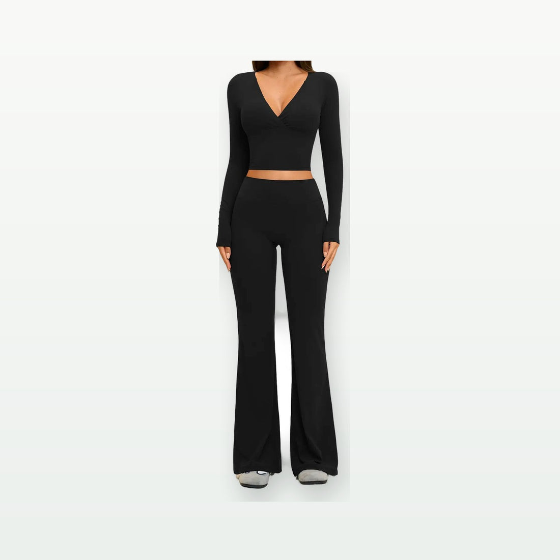 Women's Long-Sleeve Yoga Set – High-Waist Pants