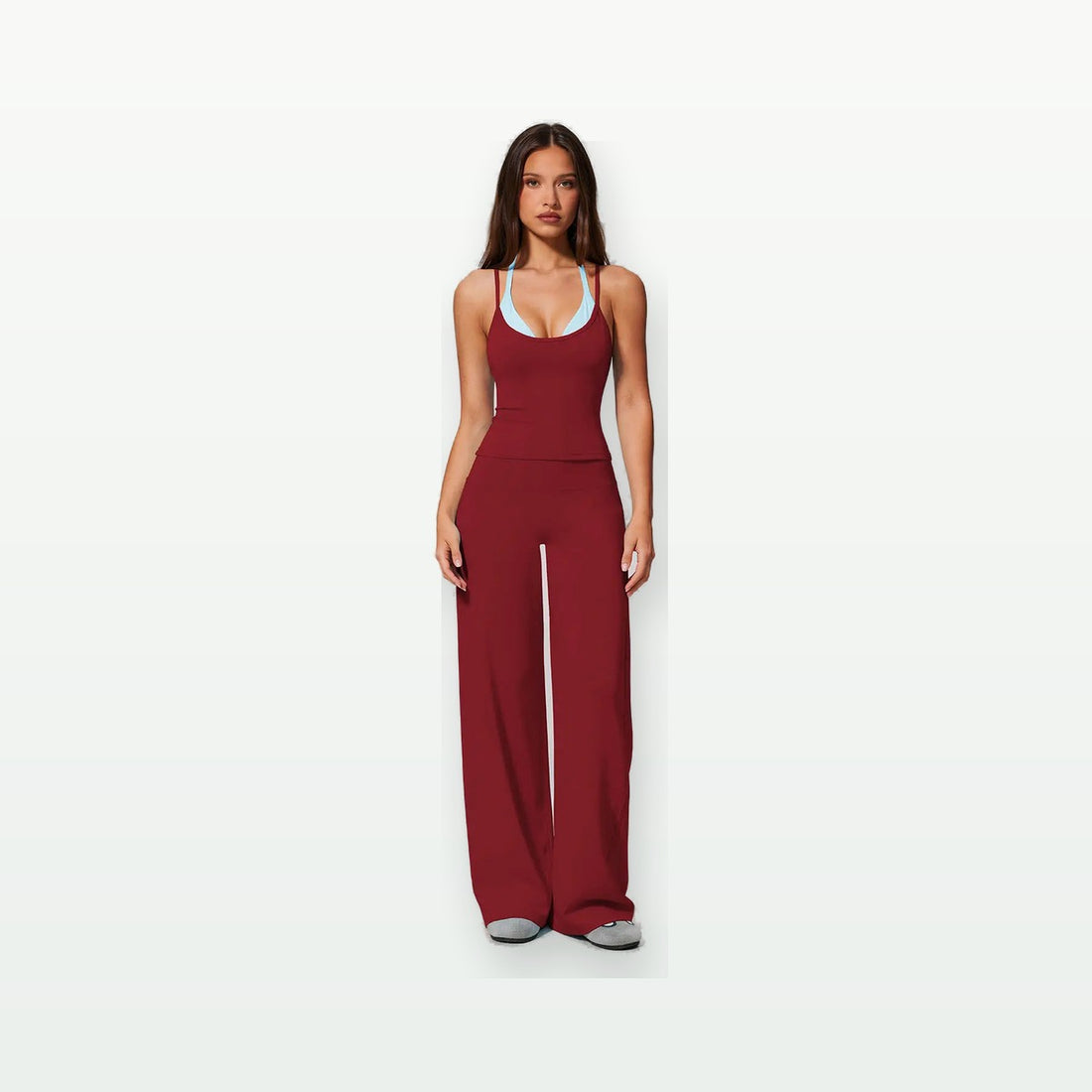 Women's Colorblock Yoga Set – Wide-Leg Pants