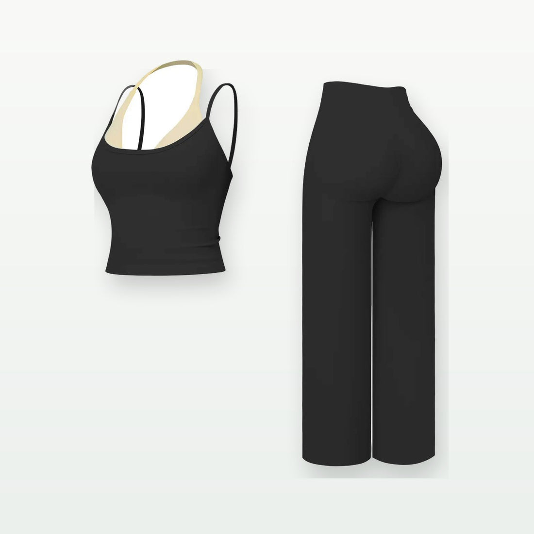 Women's Two-Piece Yoga Set – Halter Top & Wide-Leg Pants