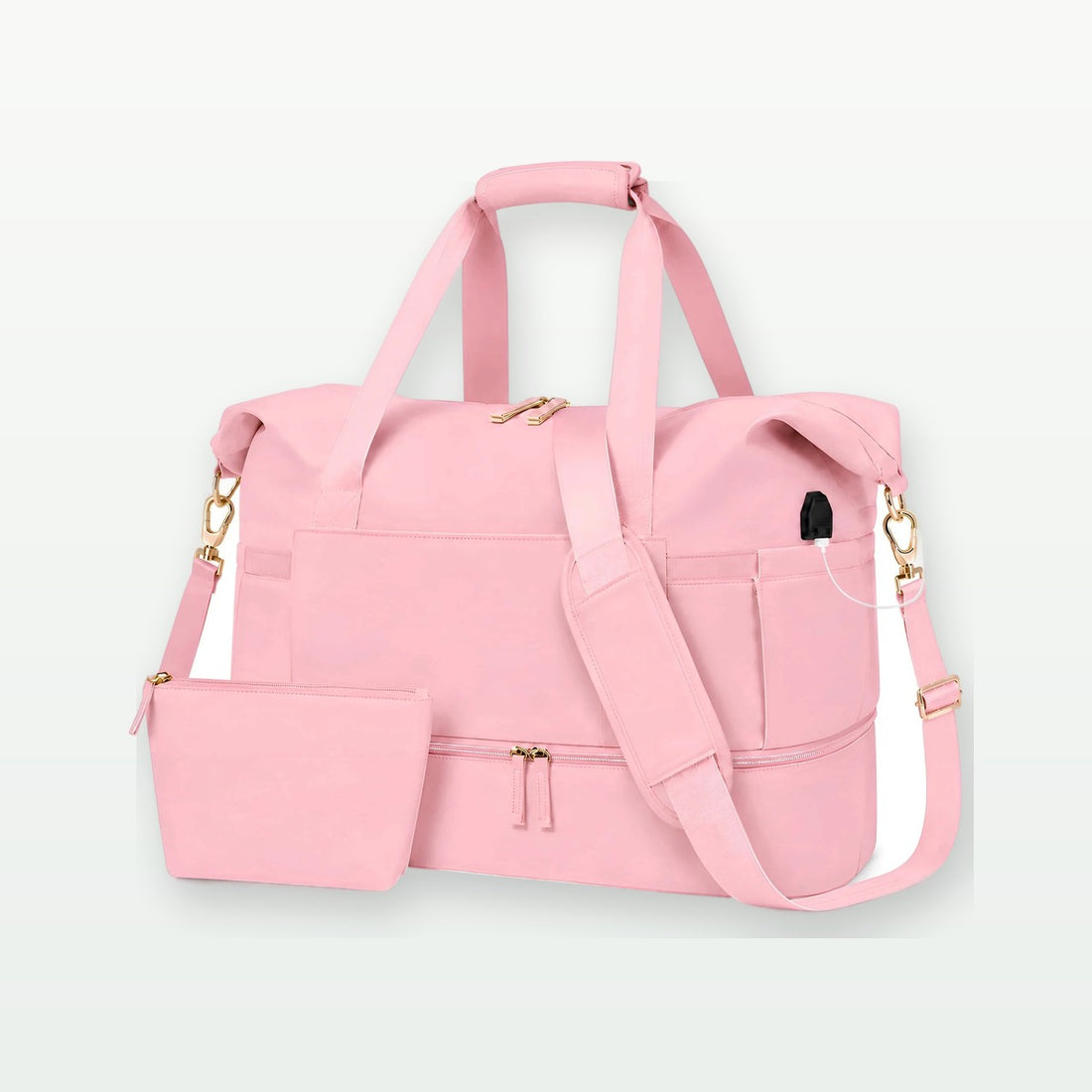 Pink Sports & Travel Bag – Shoe Compartment & Makeup Pouch